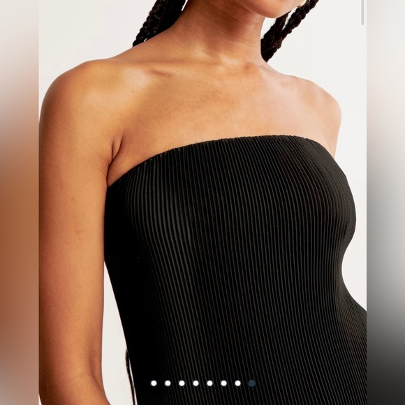 Abercrombie & Fitch pleated midi dress Black XL Petit - Picture 3 of 6